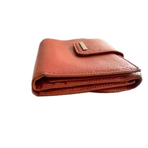 Yancci Womens Small Flap Wallet Orange Leather Bifold Wallet EUC - Picture 4 of 13